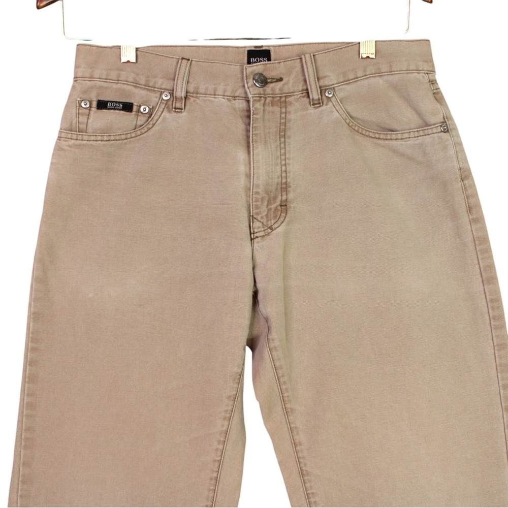 HUGO BOSS Men Pants Trousers Texas Straight Chino Size 33x32 Khaki Relaxed Fit - Picture 3 of 11